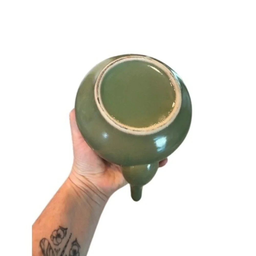 Kafuh Japan Celadon Ceramic Tea Set Teapot 4 Cups Kanji Pattern w/ Original Box